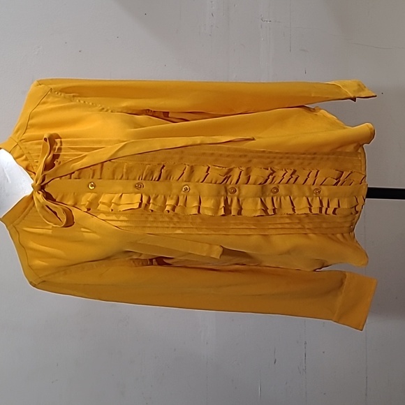 United Colors Of Benetton Tops - United Colors of Benetton NWT Mustard Ruffle Front Blouse Size small